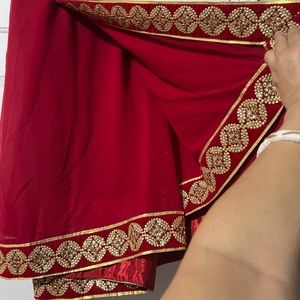 Red and gold Saree